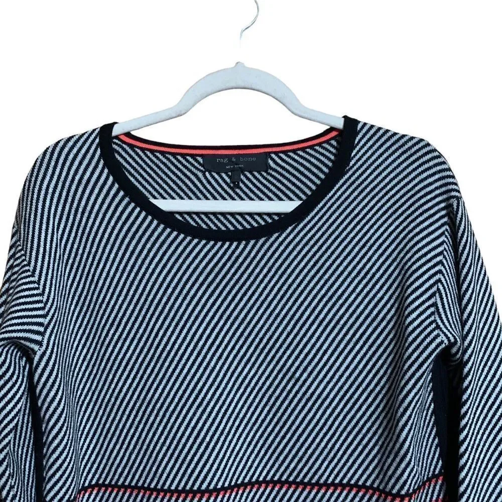 Rag & Bone Size Small Multicolor Dawn Stripe Merino Wool Blend Pullover Sweater - Picture 2 of 8